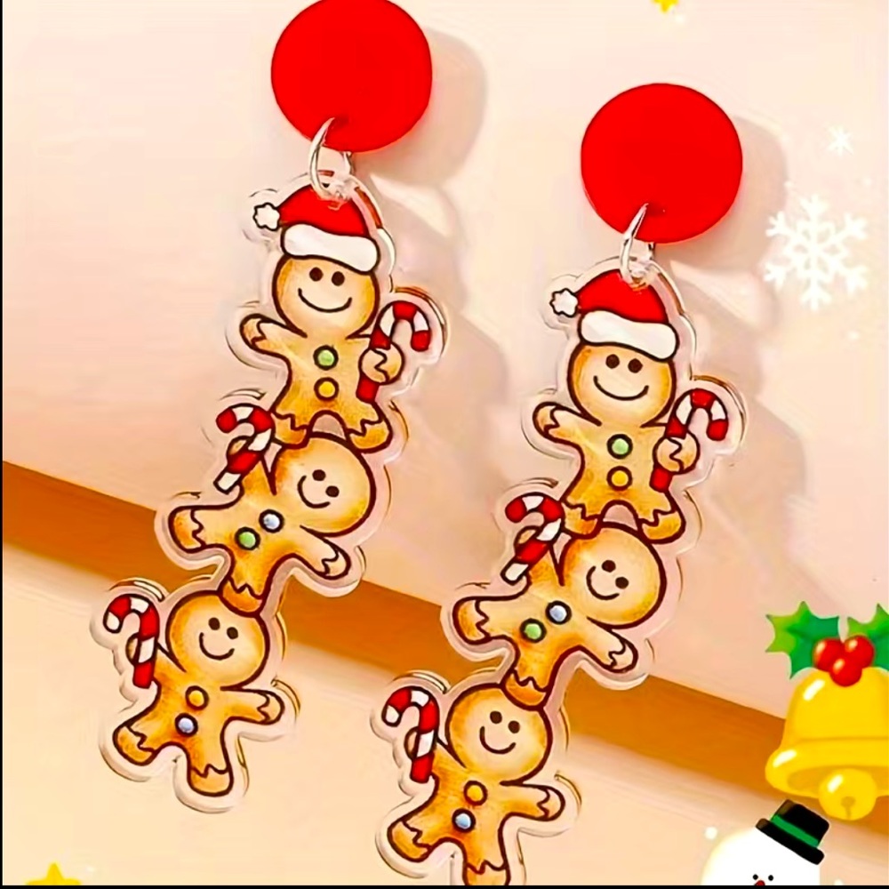 Acrylic Gingerbread Man Earrings